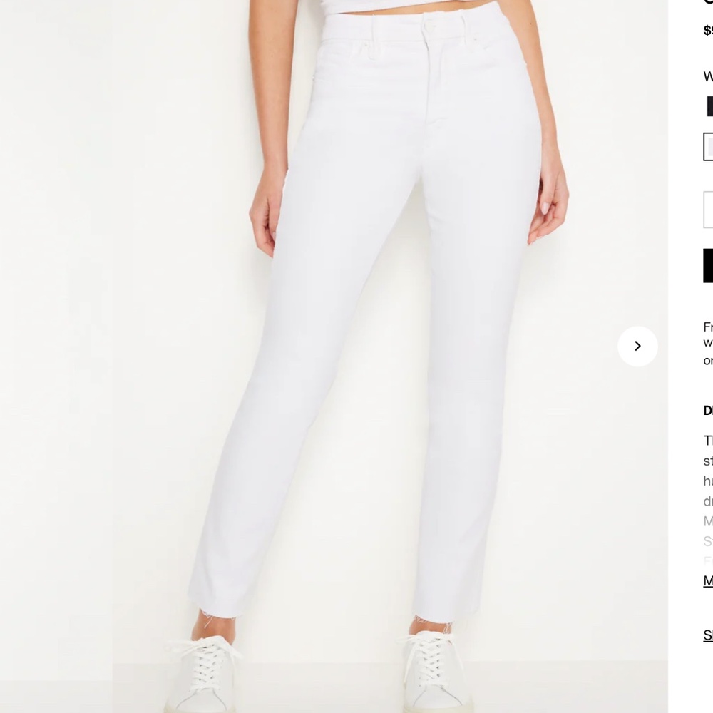 Good American sx 14 32 good legs streight mid rise white denim jeans net